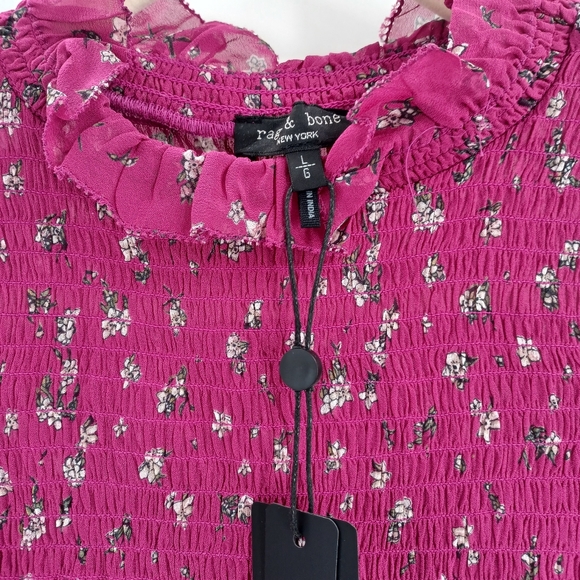 RAG & BONE Kayden Sheer Smocked Blouse - Picture 5 of 9